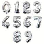 Cijferballon zilver XL 0-9